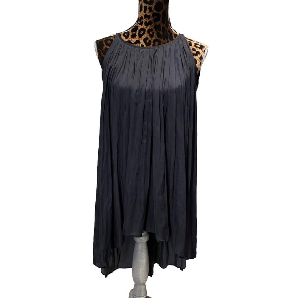 Calypso St. Barth Size XS Pleated Silky Look Polyester Grey Safira Top High low